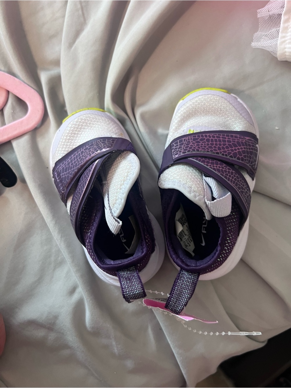 Nike Kids Purple and White Hook-and-Loop Sneakers